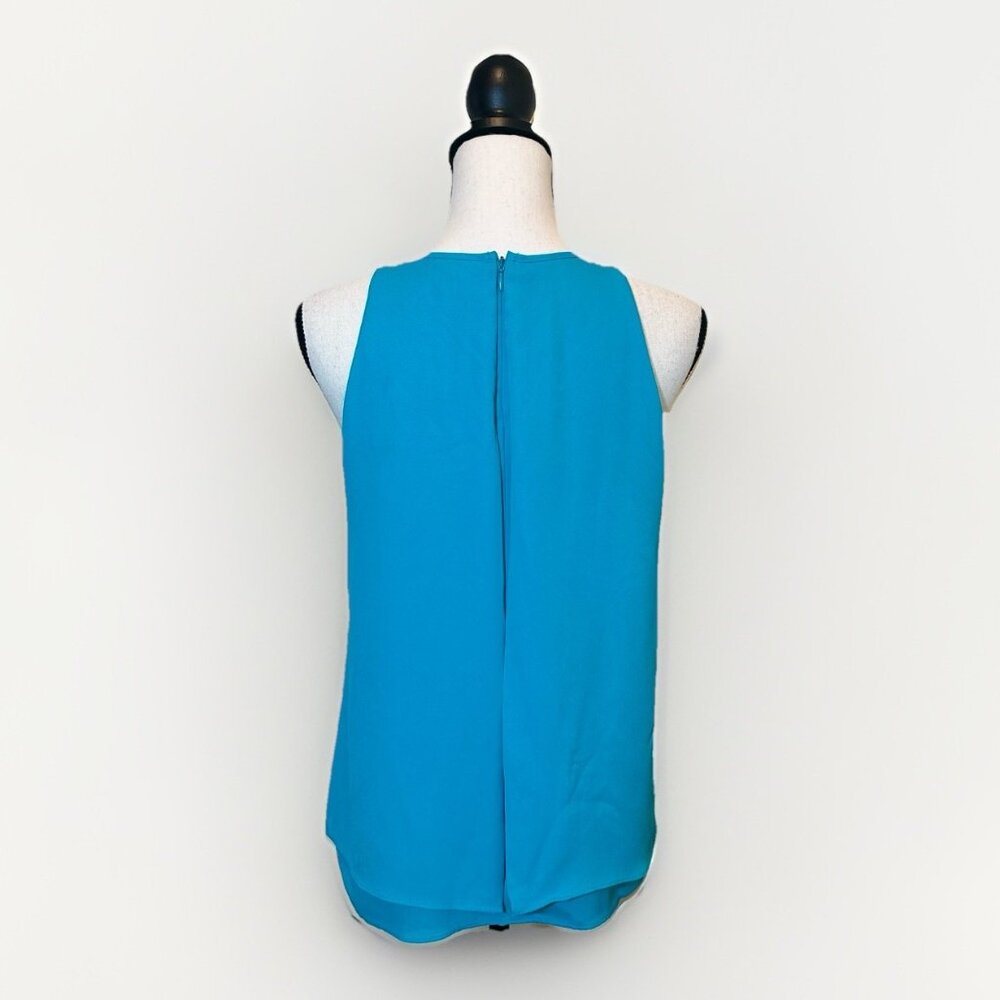 Cynthia Rowley Blouse Top Women’s Size Small Teal Blue Green Tank Sleeve Flowey - Picture 2 of 12